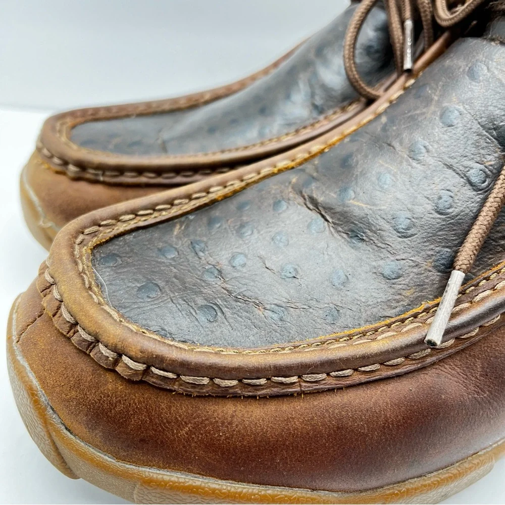 Justin Size 10.5 M Men's Cowhide Leather Casual Shoe Ostrich Vamp Mocs